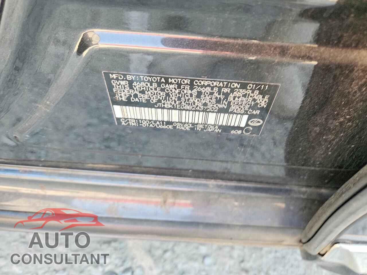 LEXUS ES350 2011 - JTHBK1EG8B2437202