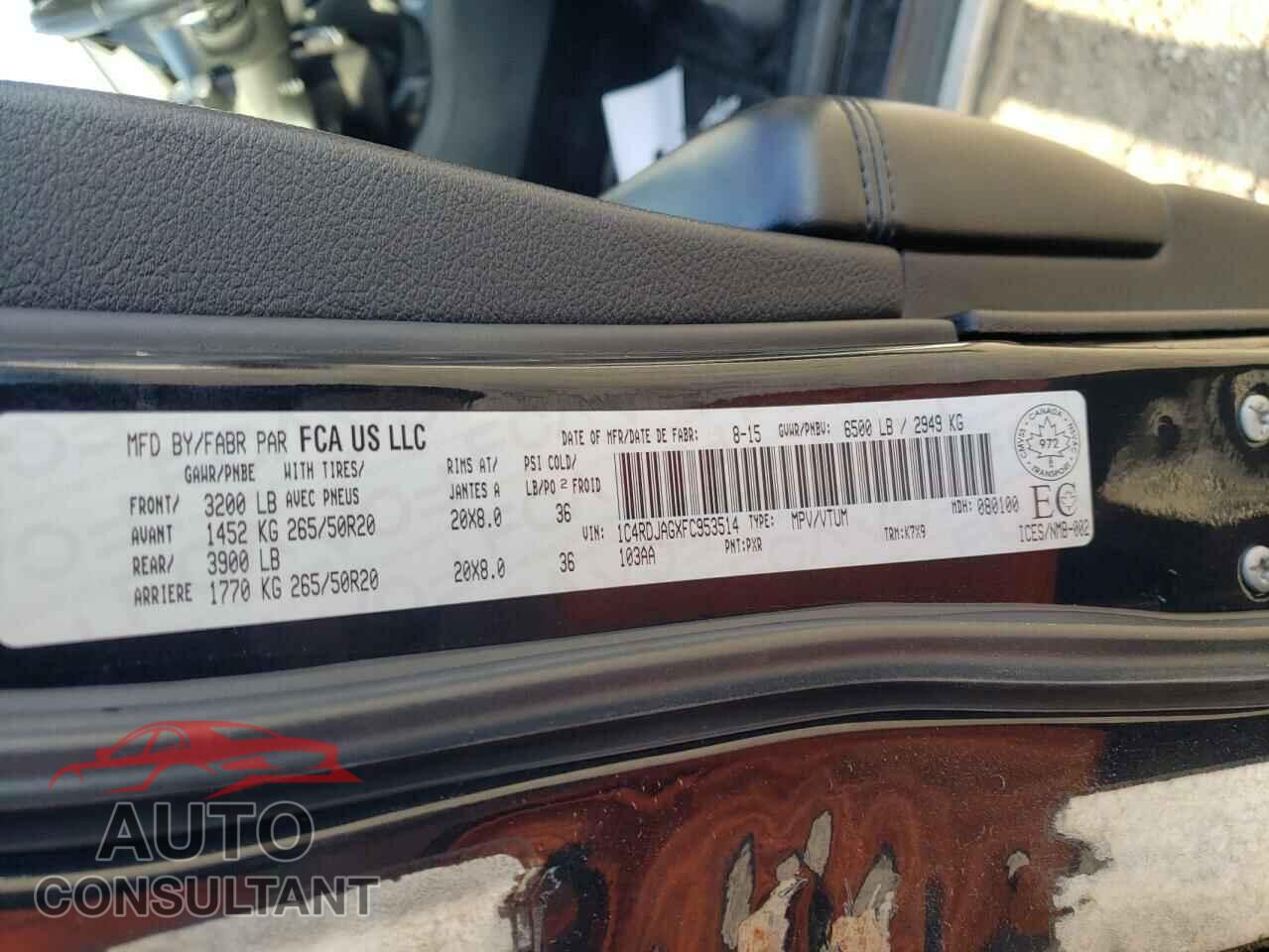 DODGE DURANGO 2015 - 1C4RDJAGXFC953514