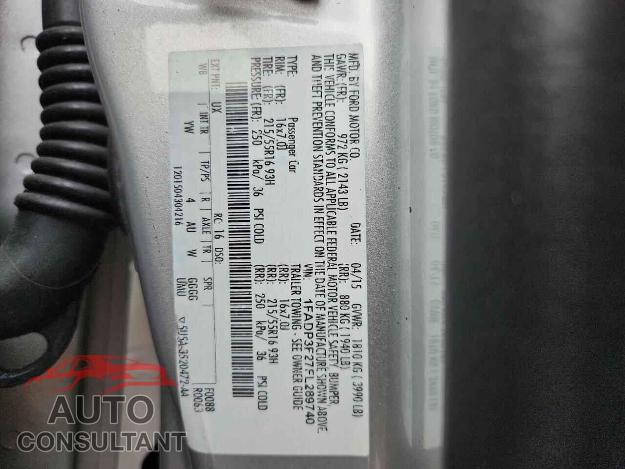 FORD FOCUS 2015 - 1FADP3F27FL289740