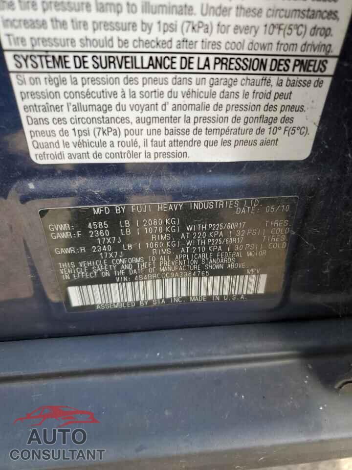 SUBARU OUTBACK 2010 - 4S4BRCCC9A3384765