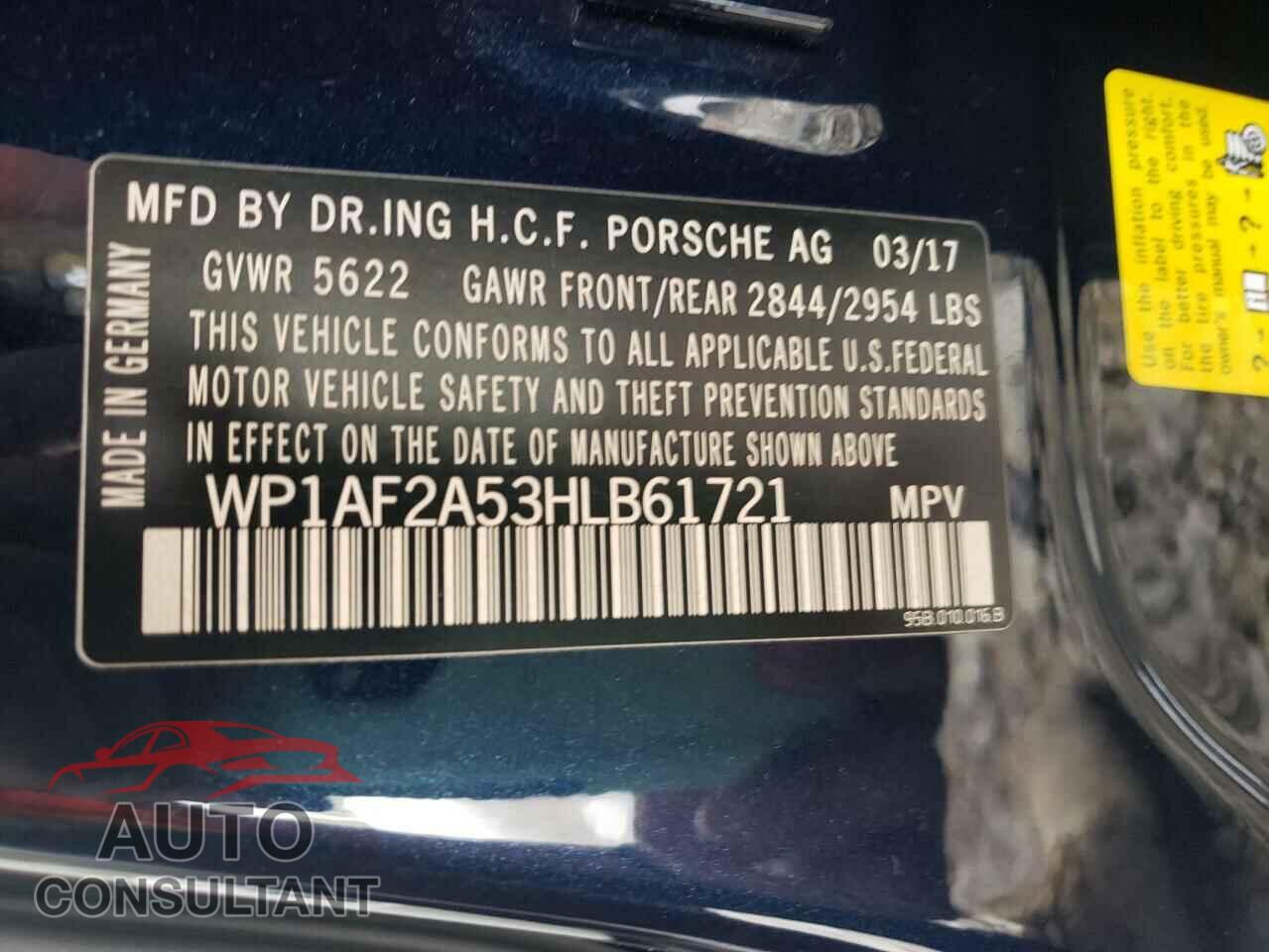 PORSCHE MACAN 2017 - WP1AF2A53HLB61721