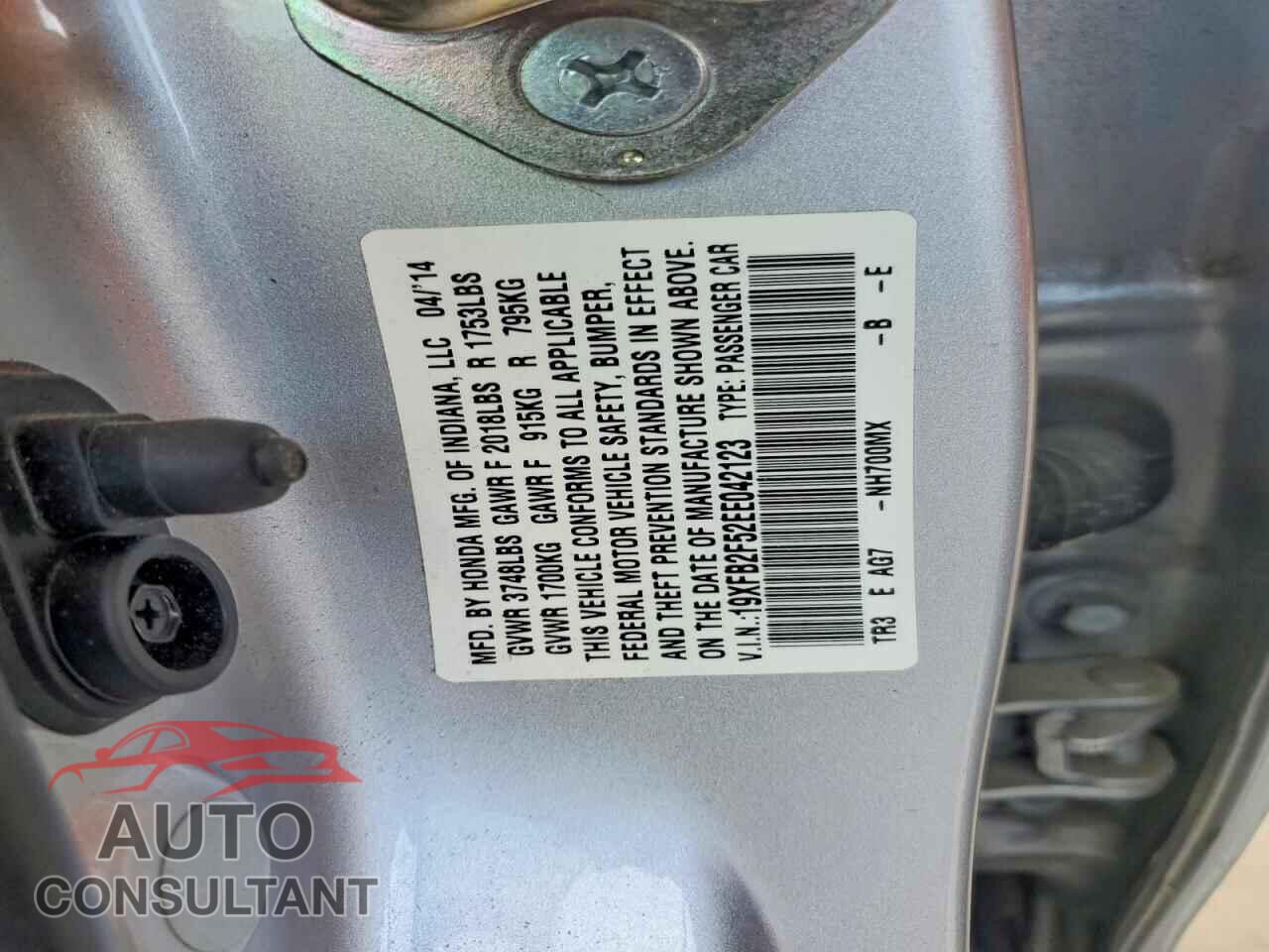 HONDA CIVIC 2014 - 19XFB2F52EE042123