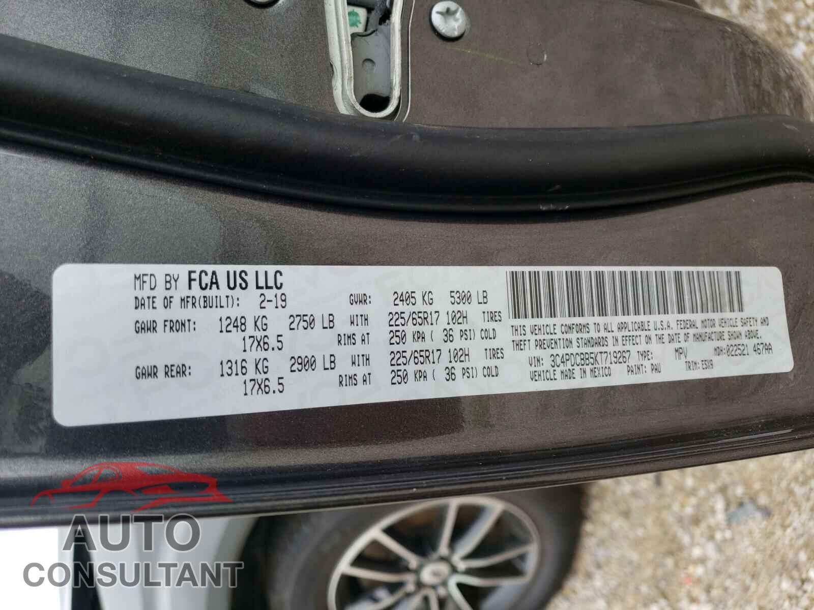 DODGE JOURNEY 2019 - 3C4PDCBB5KT719267