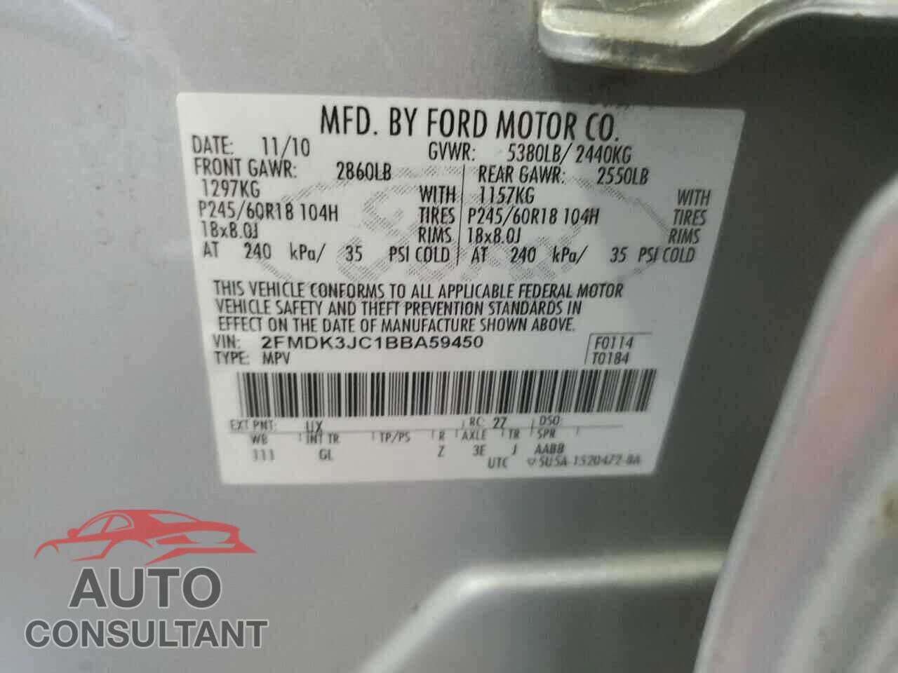 FORD EDGE 2011 - 2FMDK3JC1BBA59450