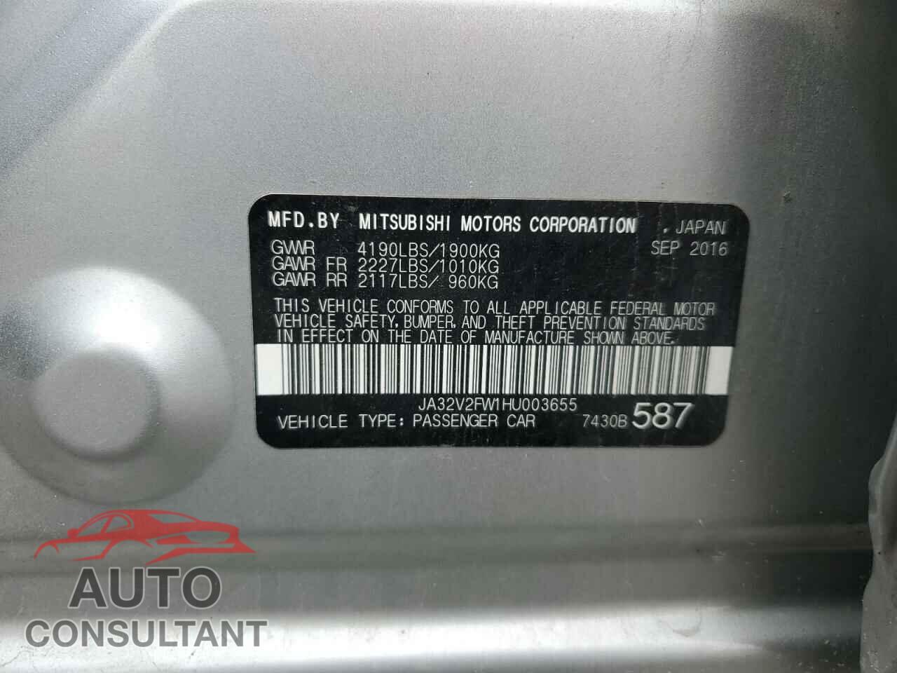 MITSUBISHI LANCER 2017 - JA32V2FW1HU003655