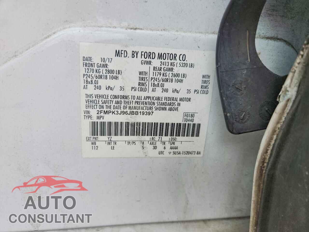 FORD EDGE 2018 - 2FMPK3J96JBB19397