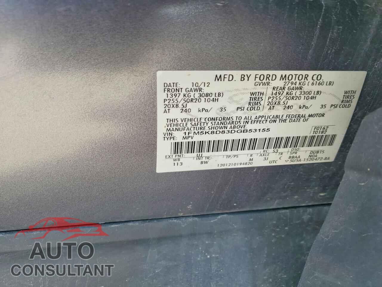 FORD EXPLORER 2013 - 1FM5K8D83DGB53155