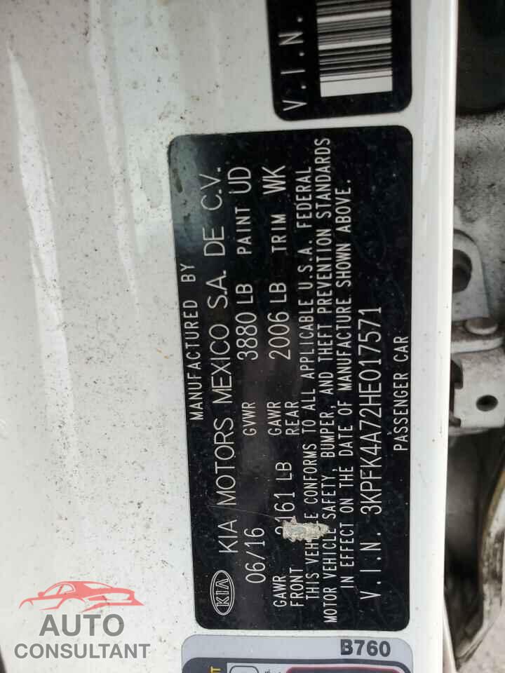 KIA FORTE 2017 - 3KPFK4A72HE017571