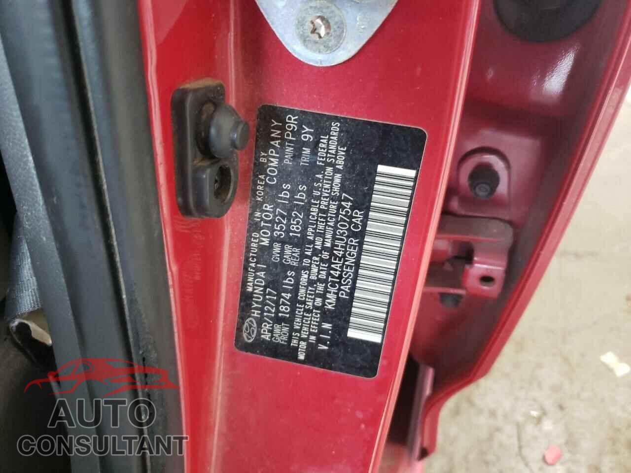 HYUNDAI ACCENT 2017 - KMHCT4AE4HU307547