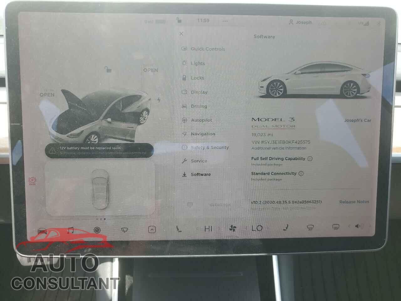 TESLA MODEL 3 2019 - 5YJ3E1EB0KF425575