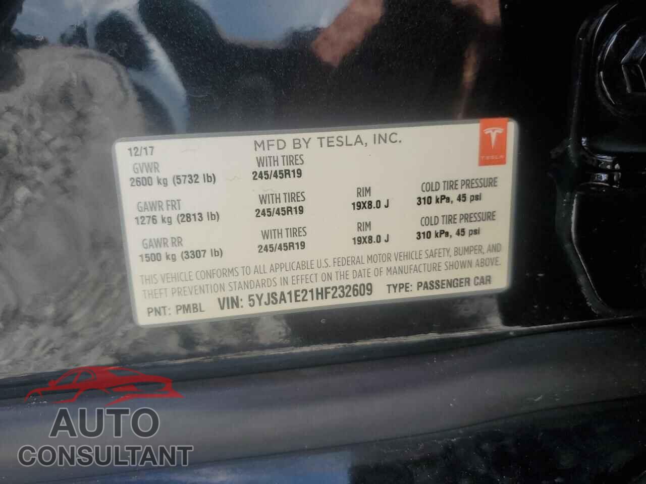 TESLA MODEL S 2017 - 5YJSA1E21HF232609