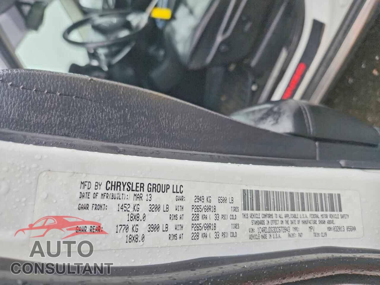 DODGE DURANGO 2013 - 1C4RDJDG3DC672843