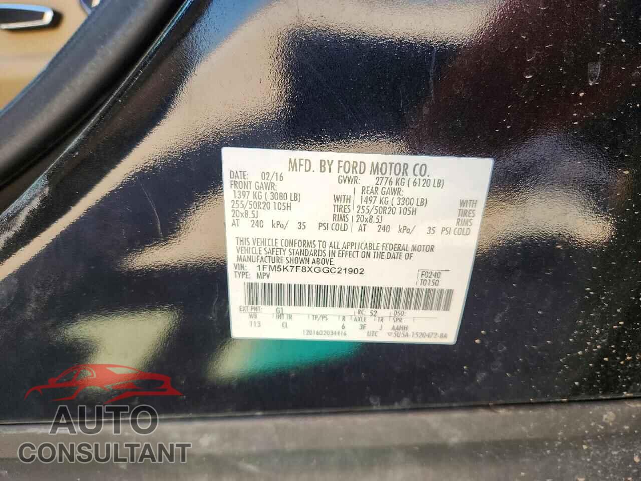 FORD EXPLORER 2016 - 1FM5K7F8XGGC21902