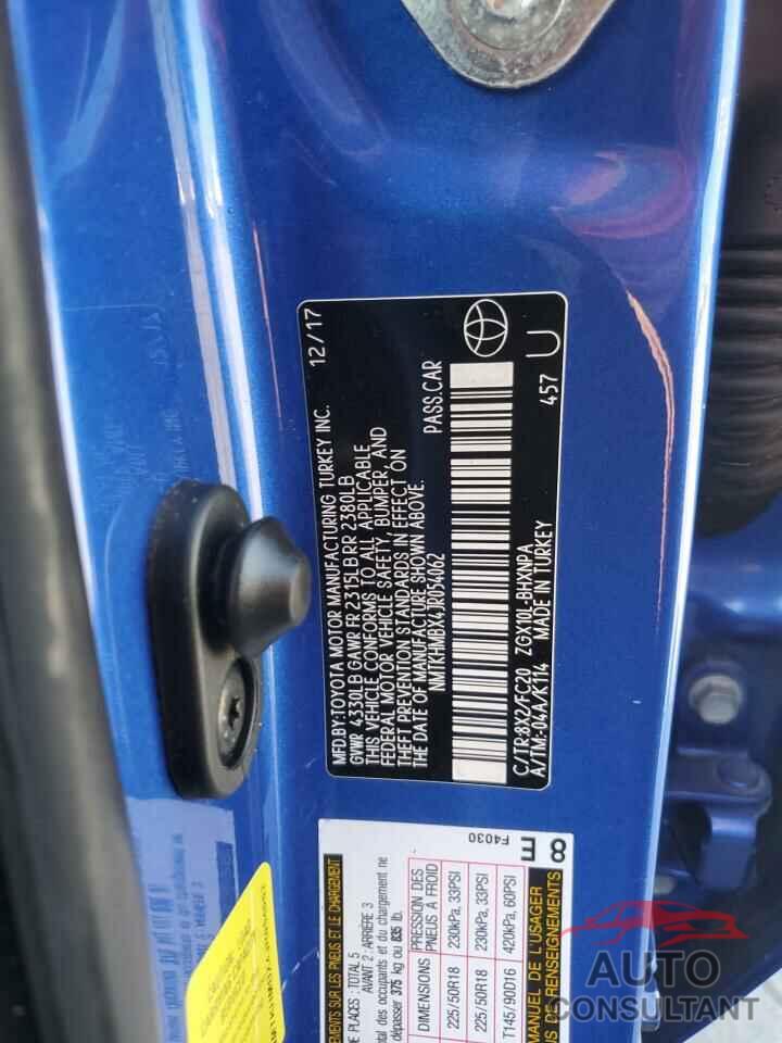 TOYOTA C-HR 2018 - NMTKHMBX4JR054062