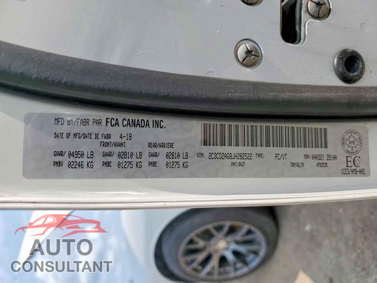 DODGE CHALLENGER 2018 - 2C3CDZAG8JH282522