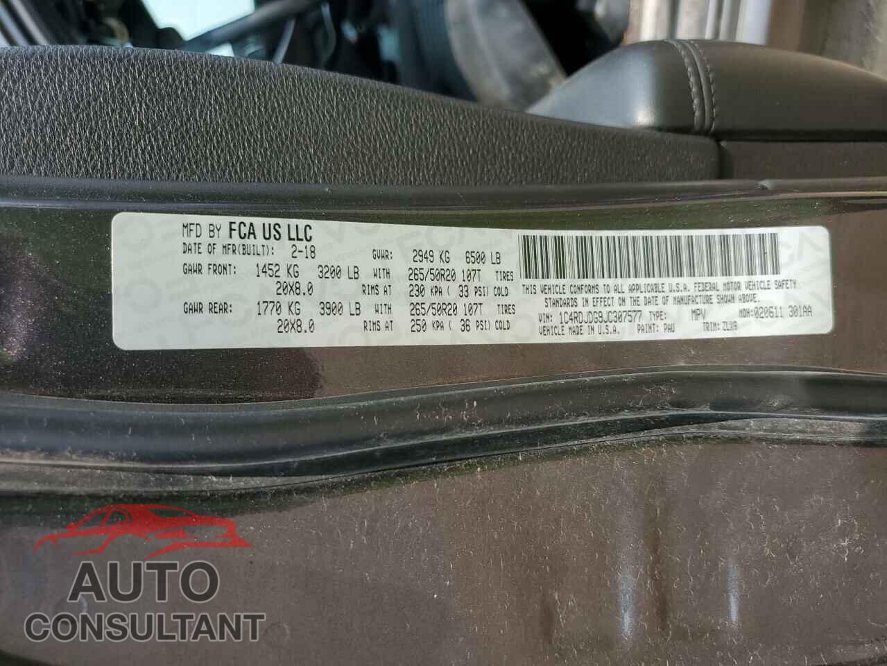 DODGE DURANGO 2018 - 1C4RDJDG9JC307577