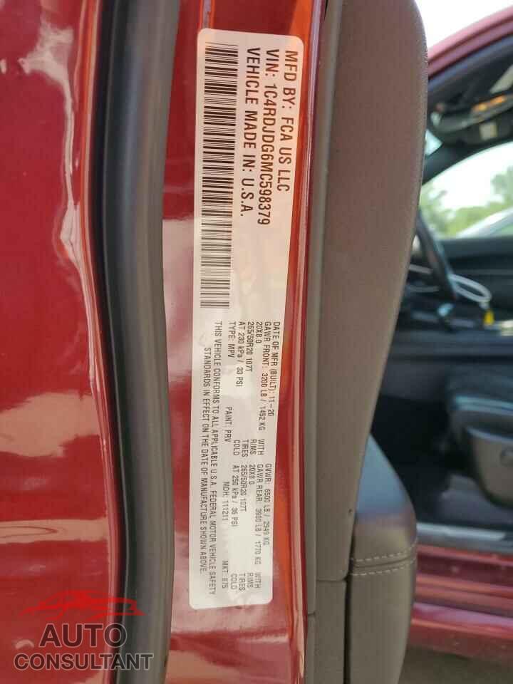 DODGE DURANGO 2021 - 1C4RDJDG6MC598379