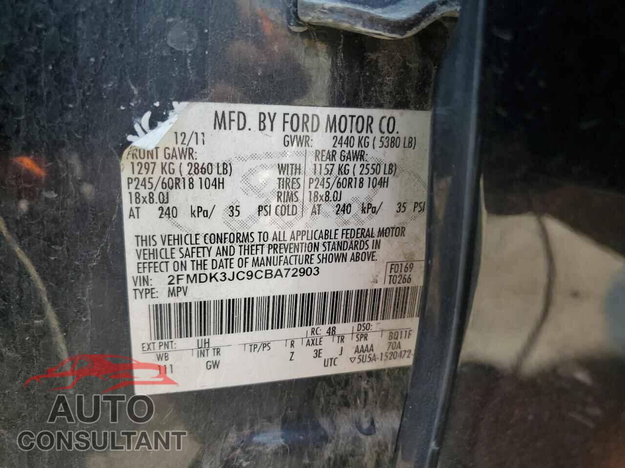 FORD EDGE 2012 - 2FMDK3JC9CBA72903