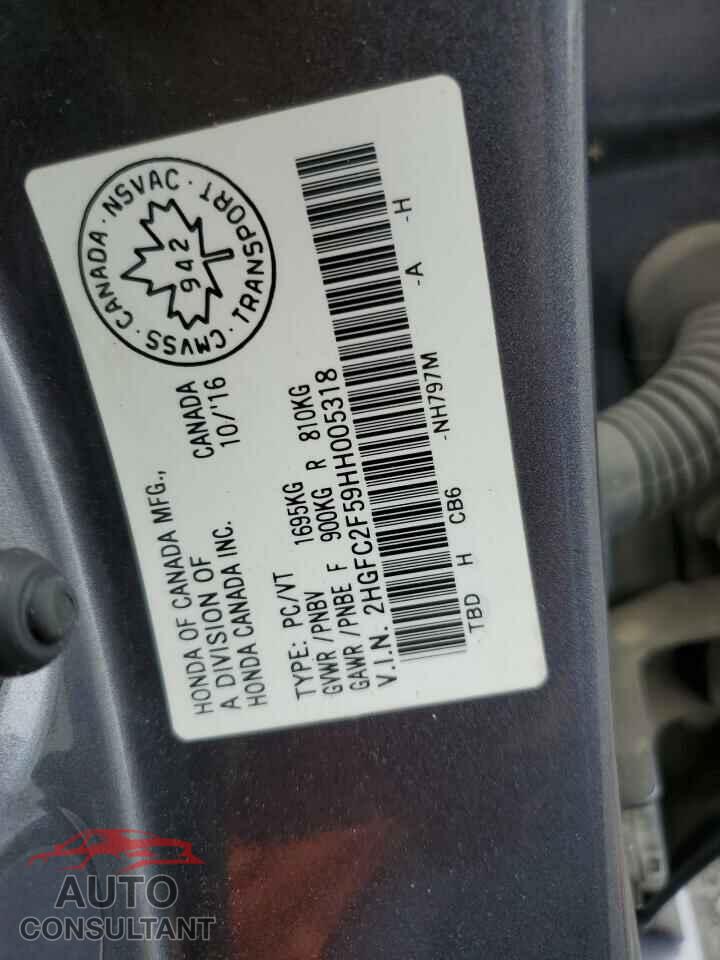 HONDA CIVIC 2017 - 2HGFC2F59HH005318