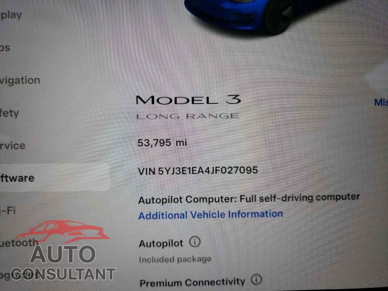 TESLA MODEL 3 2018 - 5YJ3E1EA4JF027095