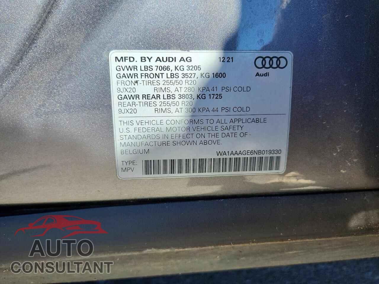 AUDI E-TRON 2022 - WA1AAAGE6NB019330