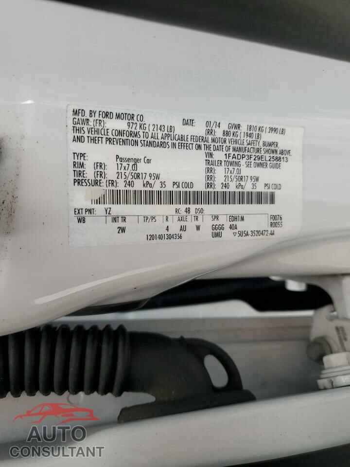 FORD FOCUS 2014 - 1FADP3F29EL258813