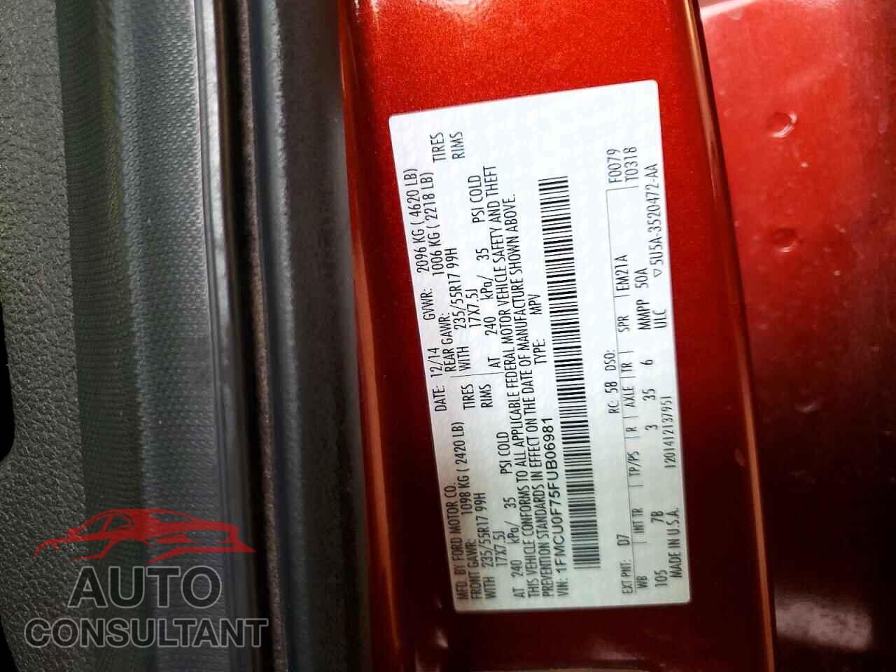FORD ESCAPE 2015 - 1FMCU0F75FUB06981