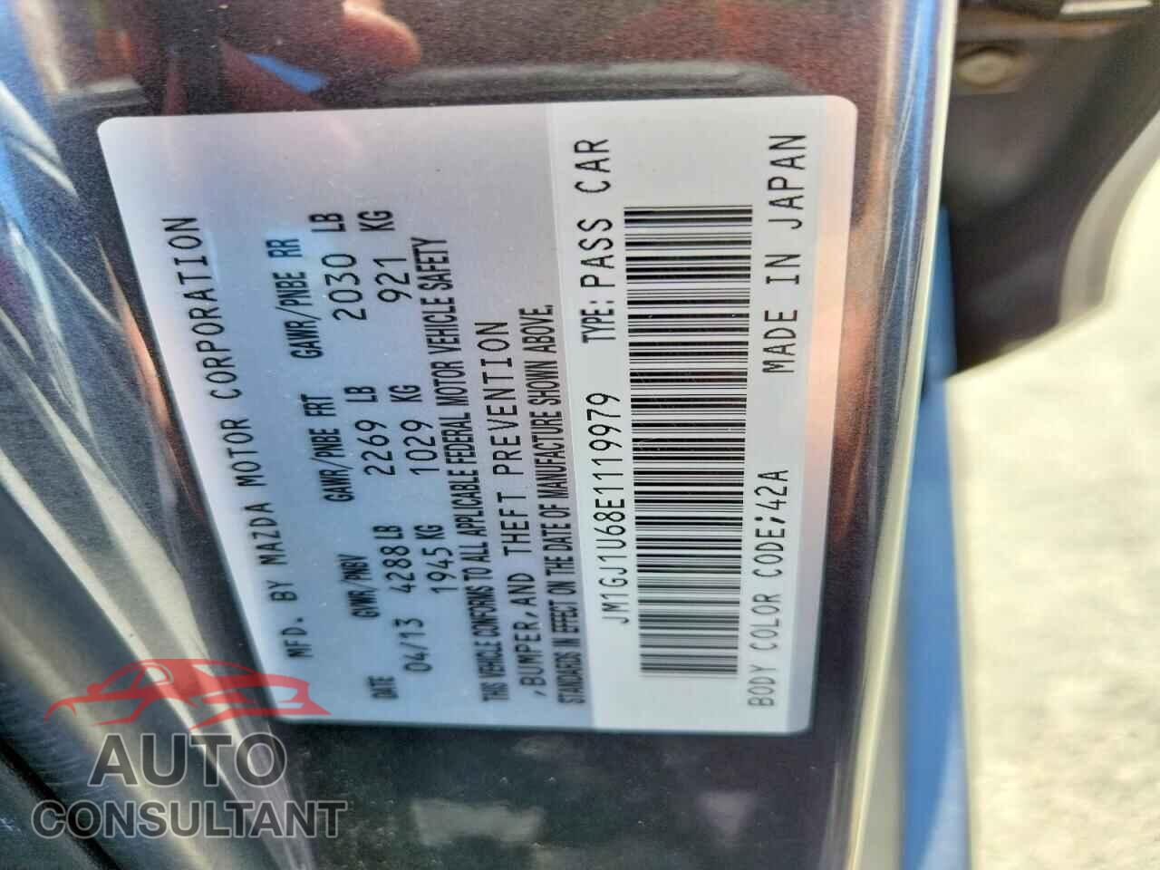 MAZDA 6 2014 - JM1GJ1U68E1119979