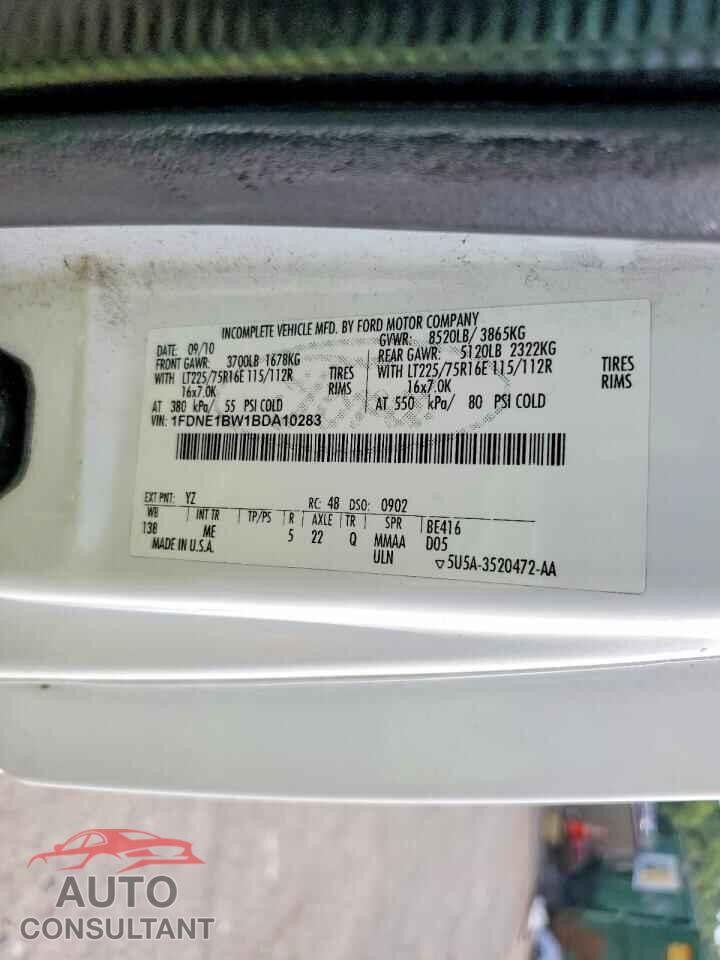 FORD ECONOLINE 2011 - 1FDNE1BW1BDA10283