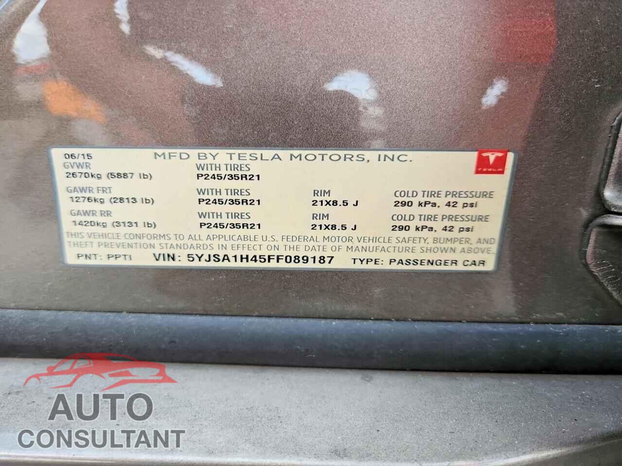 TESLA MODEL S 2015 - 5YJSA1H45FF089187