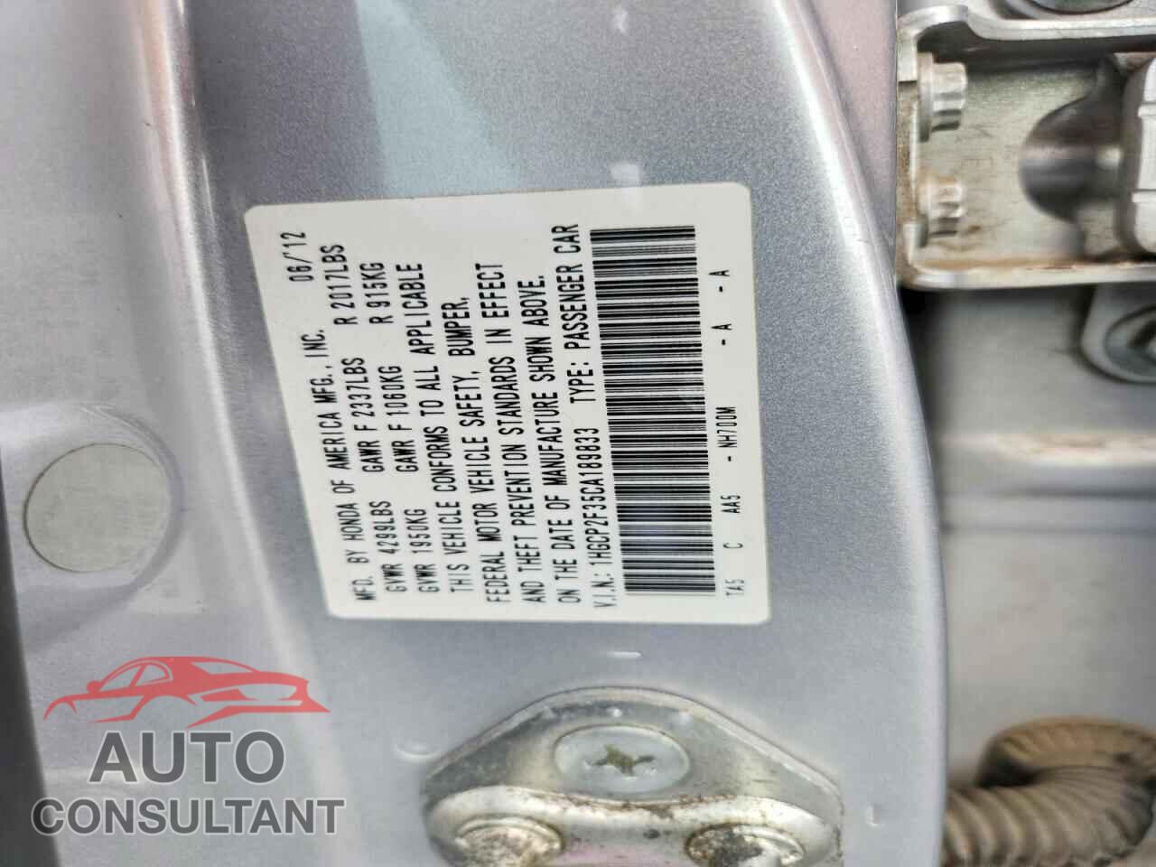 HONDA ACCORD 2012 - 1HGCP2F35CA189833