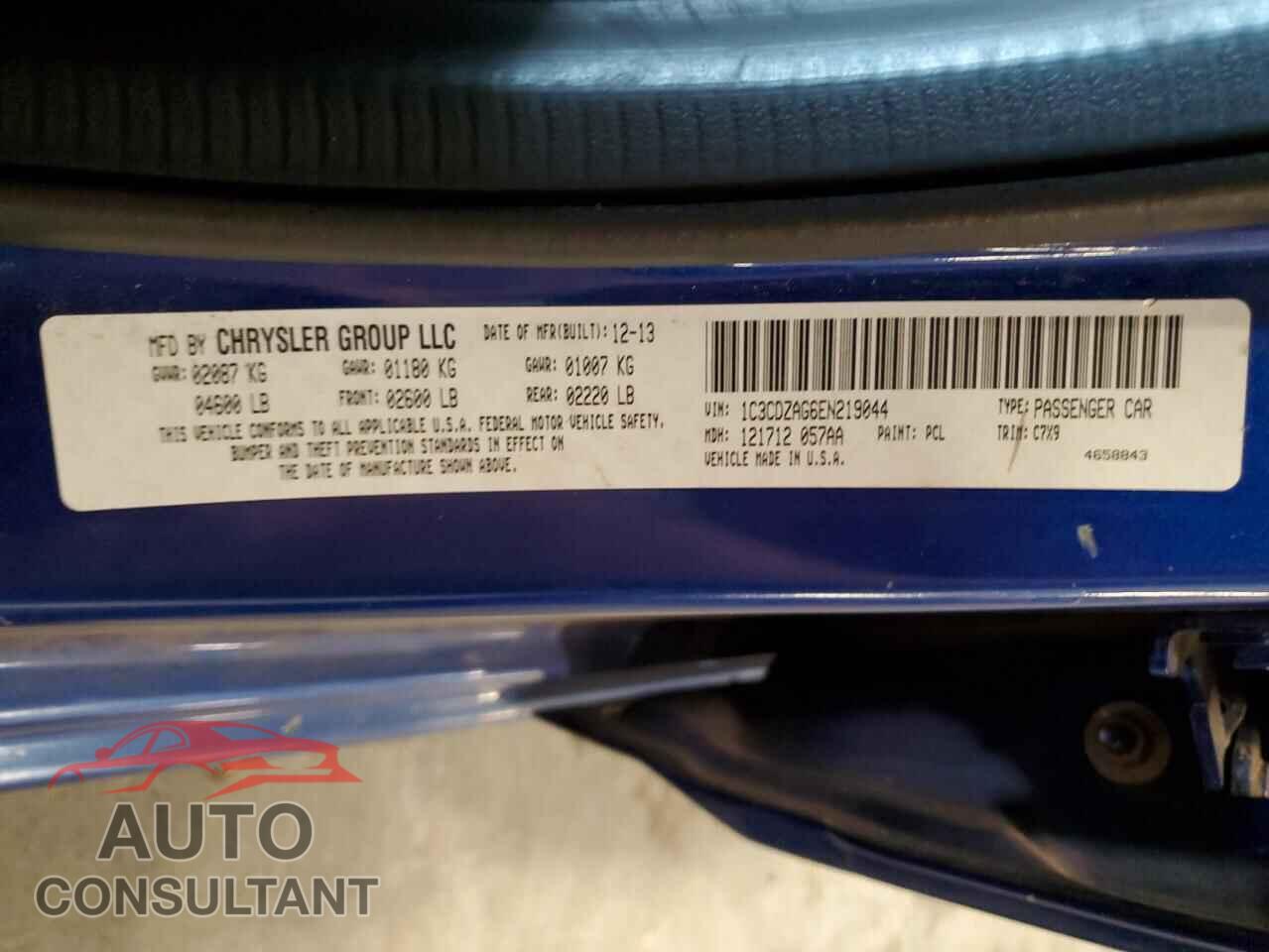DODGE AVENGER 2014 - 1C3CDZAG6EN219044