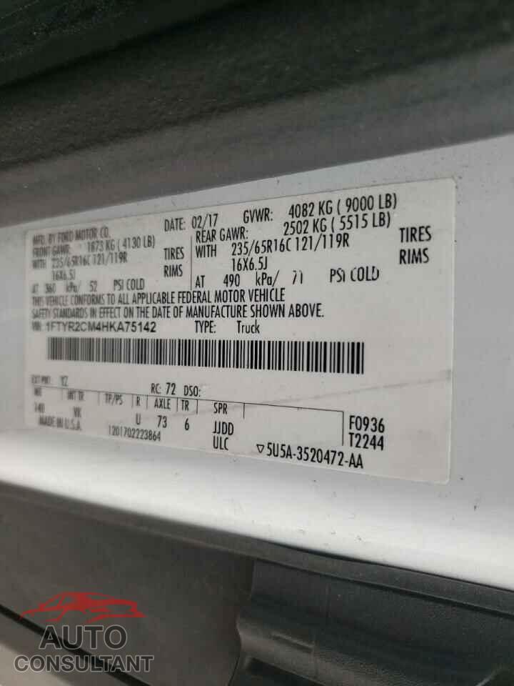 FORD TRANSIT CO 2017 - 1FTYR2CM4HKA75142