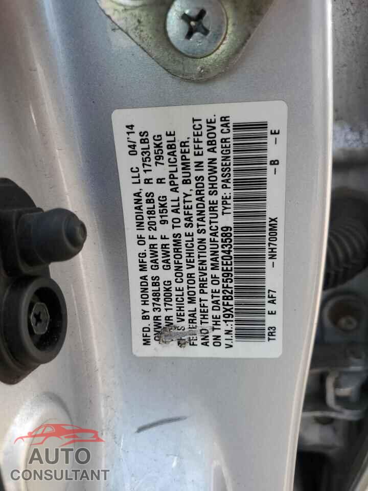 HONDA CIVIC 2014 - 19XFB2F59EE043589