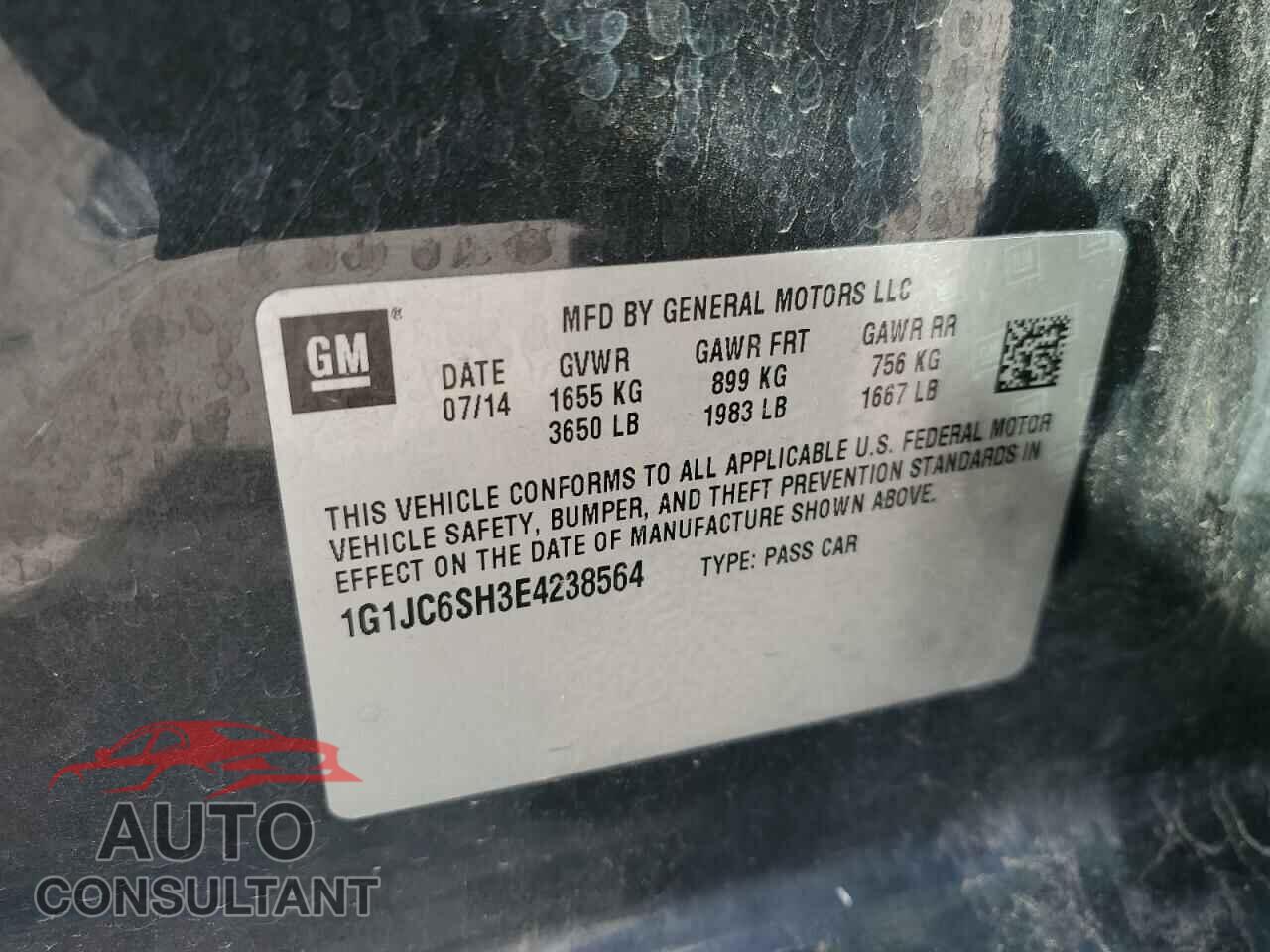 CHEVROLET SONIC 2014 - 1G1JC6SH3E4238564