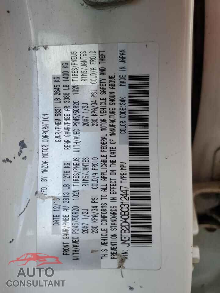 MAZDA CX-9 2011 - JM3TB2DA0B0312447