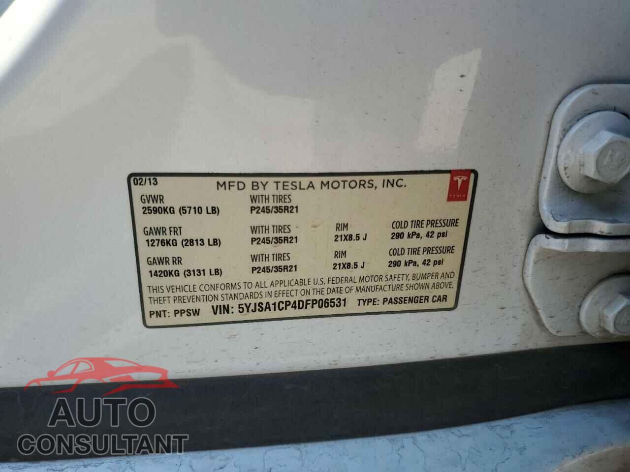 TESLA MODEL S 2013 - 5YJSA1CP4DFP06531
