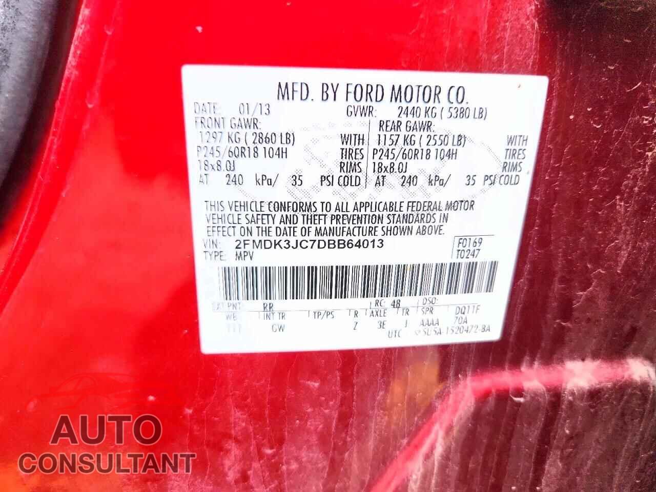 FORD EDGE 2013 - 2FMDK3JC7DBB64013
