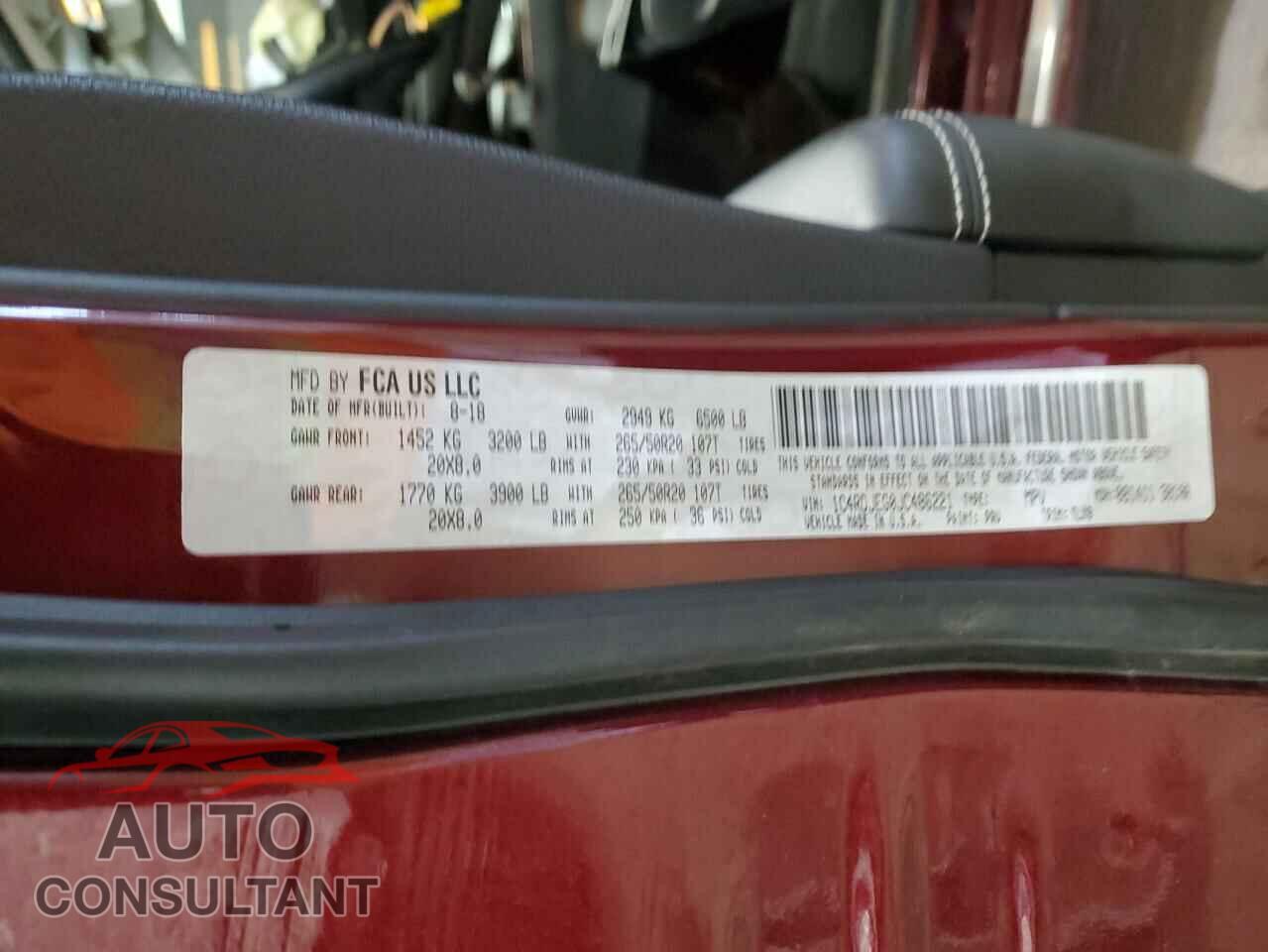DODGE DURANGO 2018 - 1C4RDJEG0JC486221
