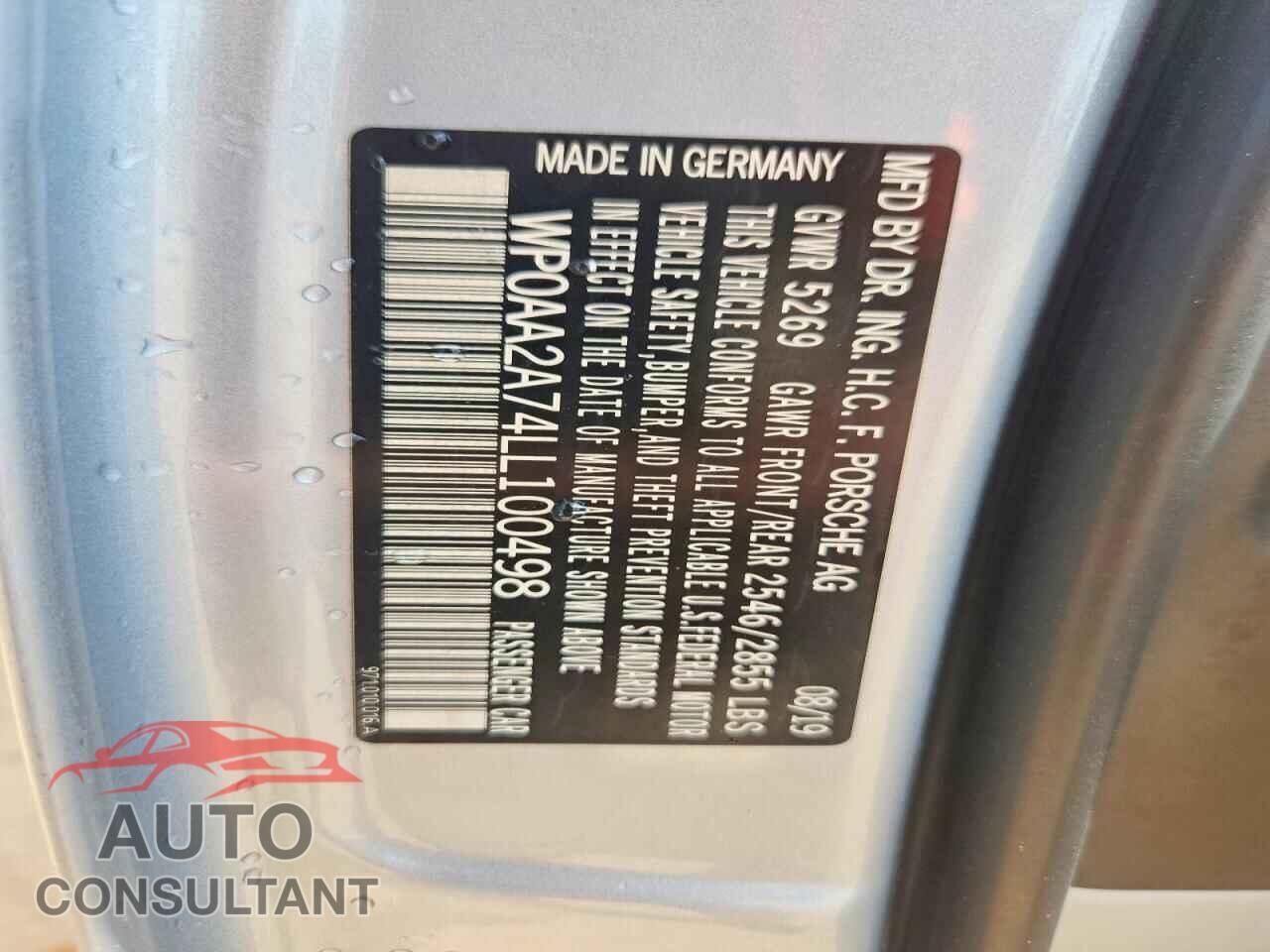 PORSCHE PANAMERA 2020 - WP0AA2A74LL100498