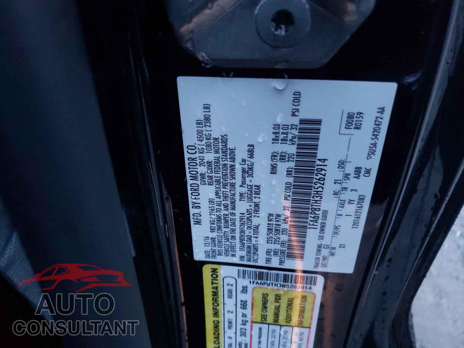 FORD MUSTANG 2017 - 1FA6P8TH3H5262914