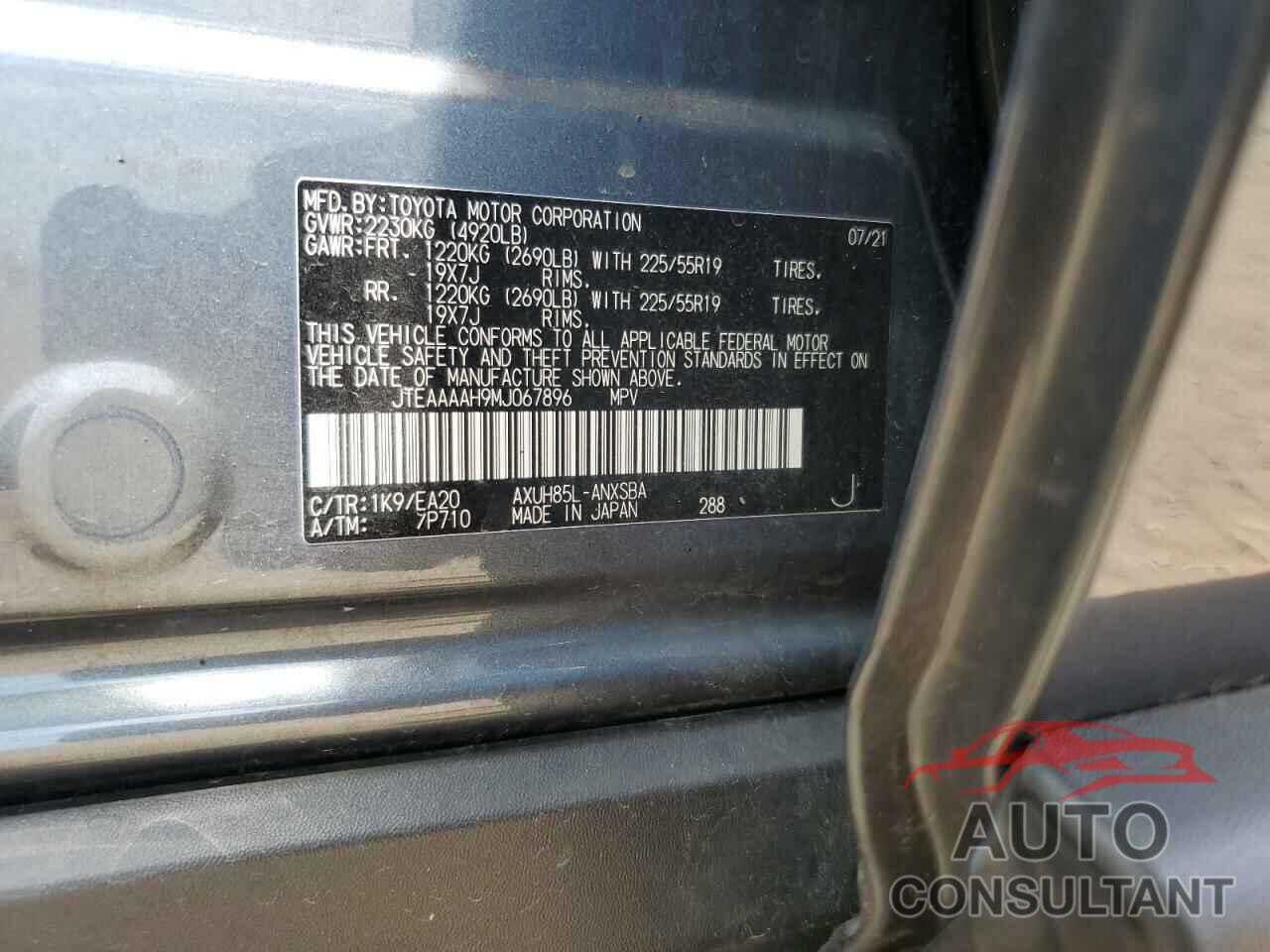 TOYOTA VENZA 2021 - JTEAAAAH9MJ067896