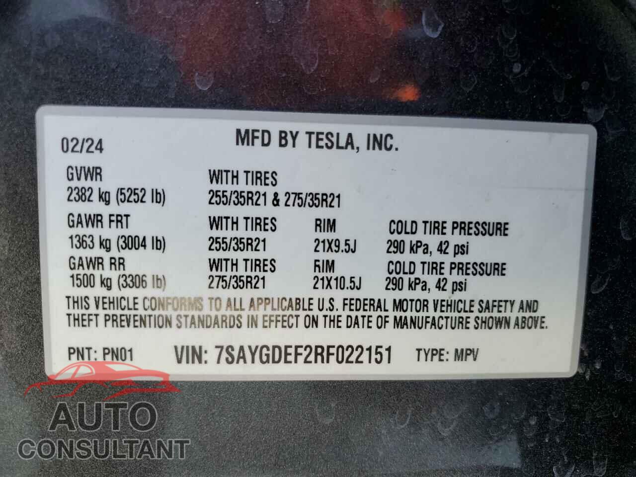 TESLA MODEL Y 2024 - 7SAYGDEF2RF022151