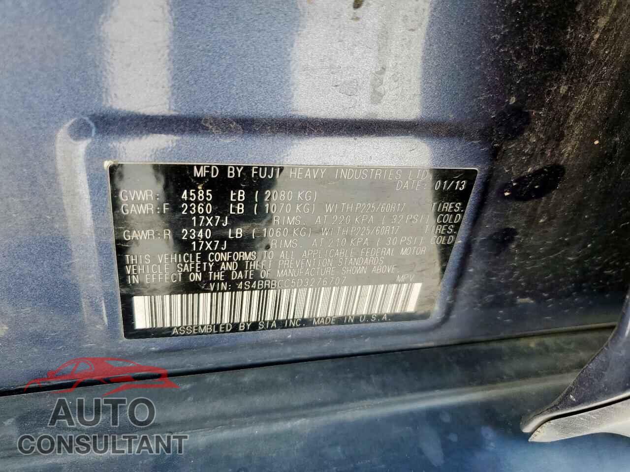 SUBARU OUTBACK 2013 - 4S4BRBCC5D3276707