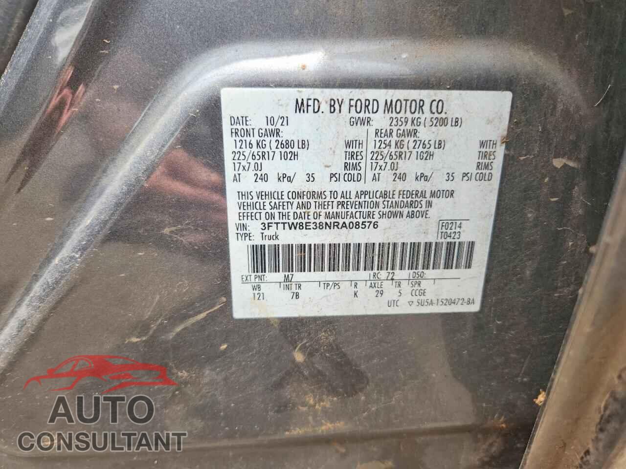FORD MAVERICK 2022 - 3FTTW8E38NRA08576