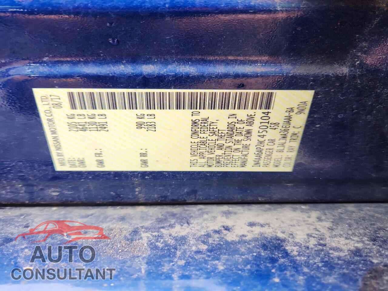 NISSAN MAXIMA 2017 - 1N4AA6AP2HC450104