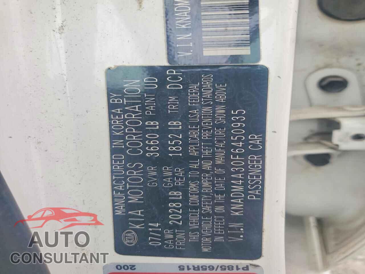 KIA RIO 2015 - KNADM4A30F6450935