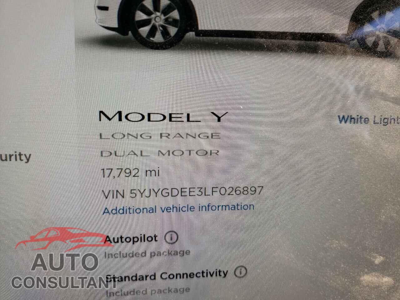 TESLA MODEL Y 2020 - 5YJYGDEE3LF026897