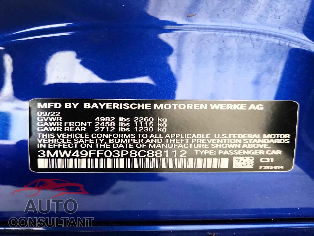 BMW M3 2023 - 3MW49FF03P8C88112
