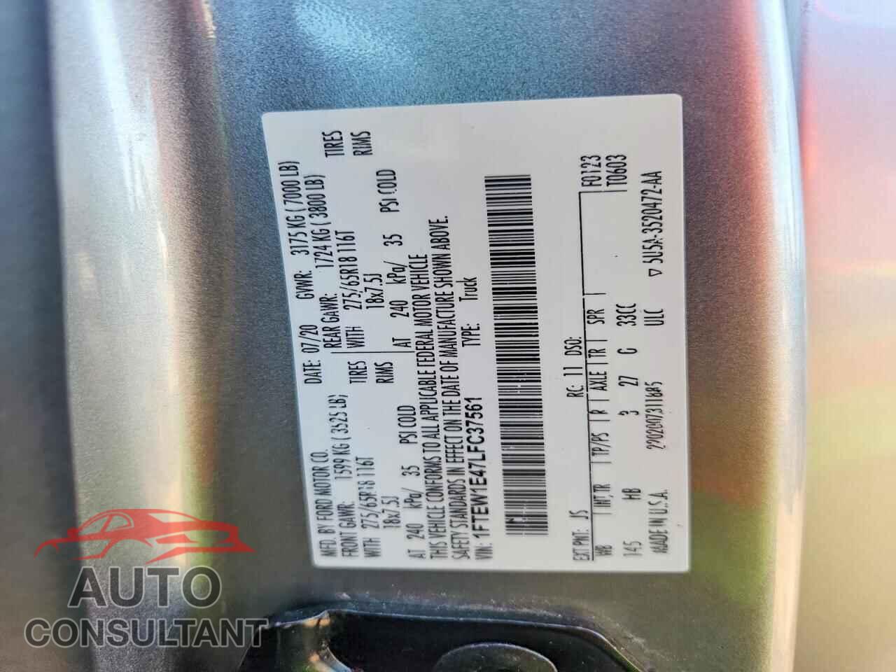 FORD F150 2020 - 1FTEW1E47LFC37561